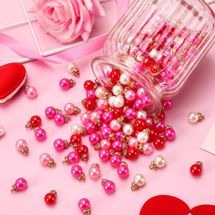 90 PCS Pink Christmas Mini Ball Ornaments Pearl Glitter Hanging Decorations