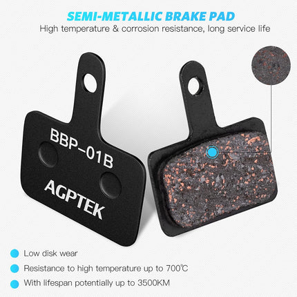 Bike Brake Pads Compatible with TRP Tektro Shimano MTB, Semi-Metallic Disc Pads