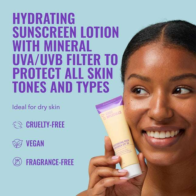 Moisturizing Mineral Sunscreen SPF 30 – Zinc Oxide, Fragrance-Free