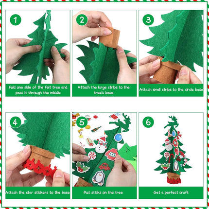 6-Piece Felt Christmas Tree Set – DIY 3D Foam Holiday Craft Kits for Kids
