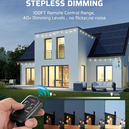 Smart Outdoor Dimmer Plug – Remote Control, Alexa & Google Compatible, 100FT