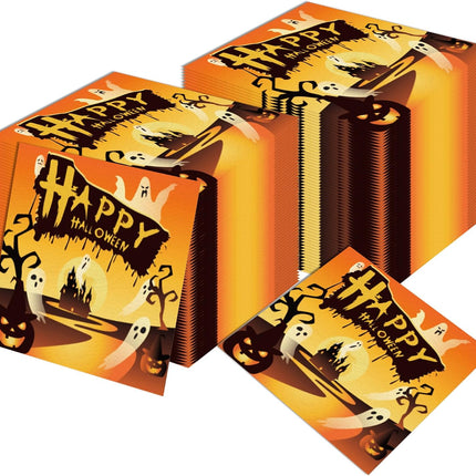 Halloween Ghost Paper Napkins, Spooky Party Table Decorations & Supplies