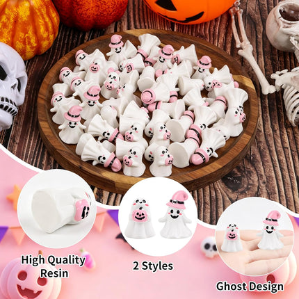 Pink Halloween Shower Curtain 72x72in, Cute Pumpkin Spooky Bath Decor with 12 Hooks