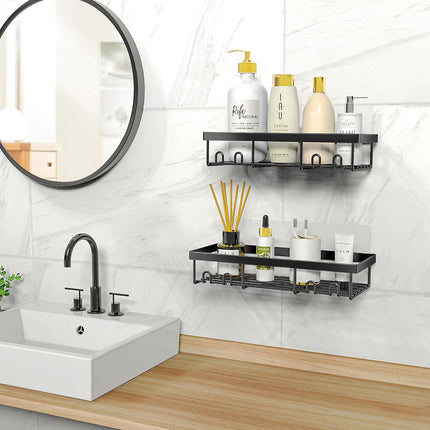 Self Adhesive Shower Caddy Shelf Organizer Rack for Bathroom Storage Black