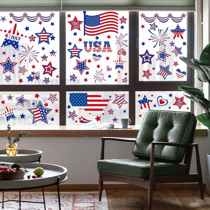 4th of July Window Clings Patriotic USA Stars Independence Day Decor