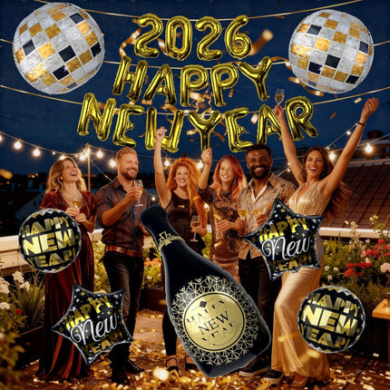 2026 Giant 40in Balloons NYE Party Decorations Happy New Year Supplies