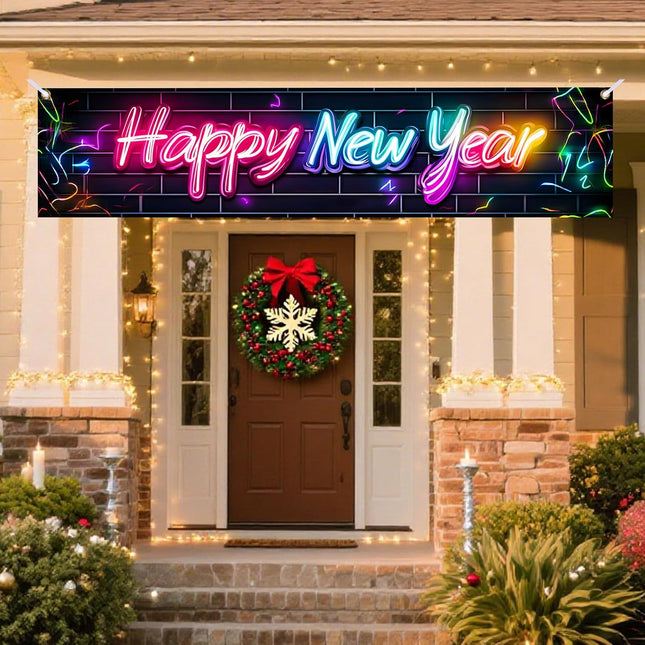 Happy New Year Party Banner – 78.7×15.7in Indoor & Outdoor Decorations