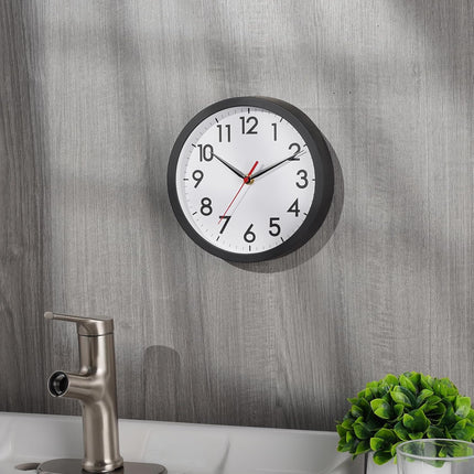 8" Modern Wall Clock – Silent Non-Ticking Analog, Battery Operated, Black