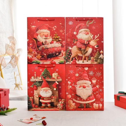 4PCS Large Christmas Gift Bags with Handles – 13" Reusable Holiday Bags