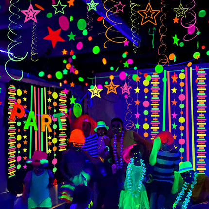540ft UV Neon Garland – Glow in the Dark Streamers for Birthday & Wedding