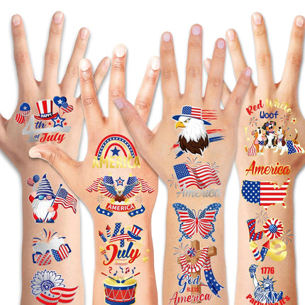 250 Years Freedom 4th July Metallic Temporary Tattoos Patriotic Party Decor