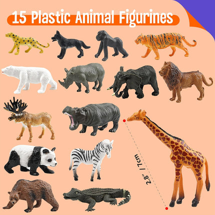 15-Piece Wild Animal Figurines – Mini Safari Toys for Kids & Montessori Play