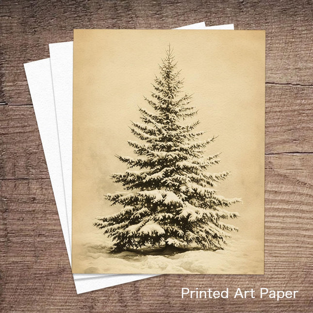 Christmas Tree Wall Decor – Vintage Rustic Holiday Art Print, 8x10 Unframed