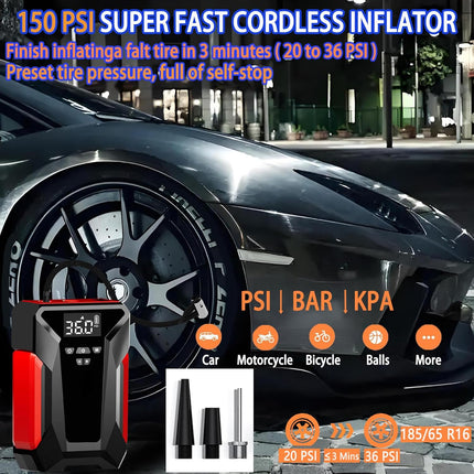 Car Jump Starter with Air Compressor – 4000A, 150PSI Tire Inflator, Portable