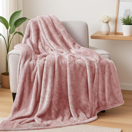 Extra Large Fuzzy Throw Blanket 50x70 – Cozy & Warm, Pink, Couch & Bed