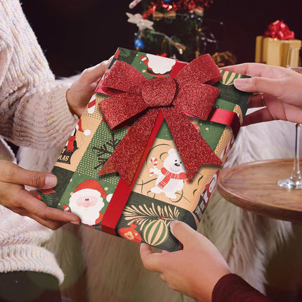 Christmas Kraft Wrapping Paper Roll – Snowflake & Santa Vintage Design
