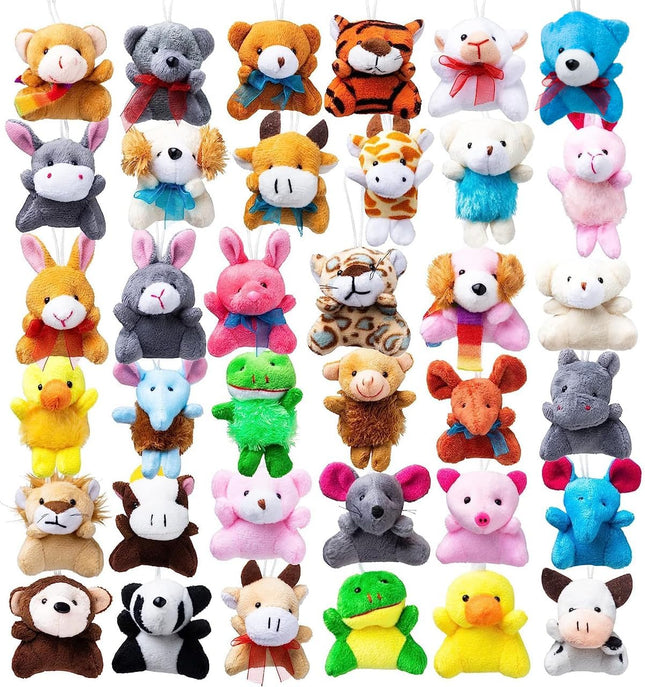 12 Pack Mini Animal Plush Toys – 3" Stuffed Animals for Kids, Party Favors & Prizes