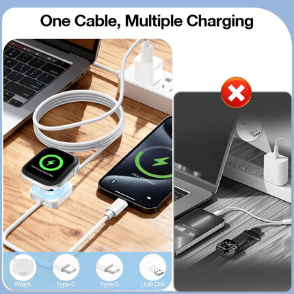 2-in-1 USB-C Fast Charging Cable – Built-In Apple Watch Charger for iPhone