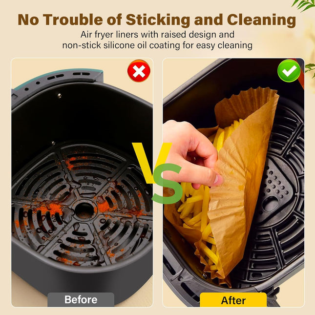 125 Pcs Non-Stick Air Fryer Paper Liners – 8" Square, Baking & Roasting