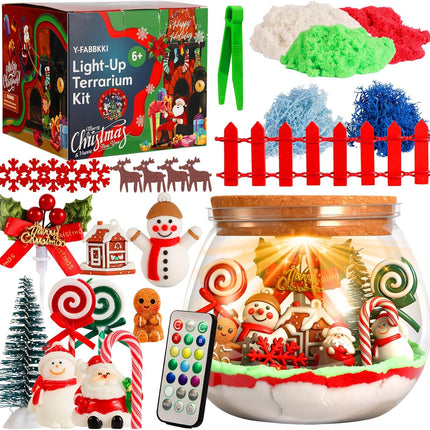Christmas Terrarium Craft Kit for Kids – LED DIY Xmas Gift Set Ages 4-12
