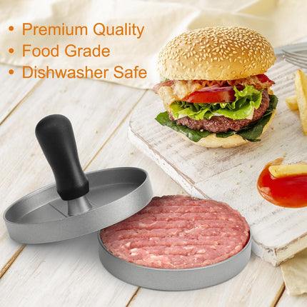 Burger Press Set – 150 Patty Papers, Aluminum Non-Stick Hamburger Maker