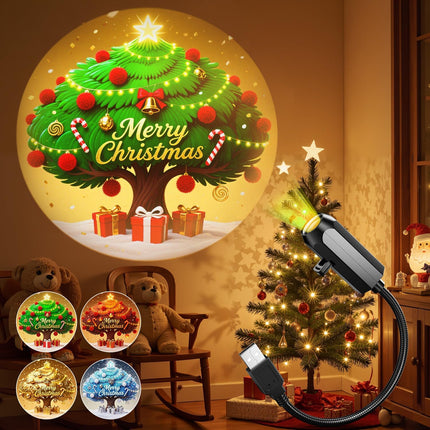 Christmas Projector Light – Indoor Night Light with 4 Slides USB Powered