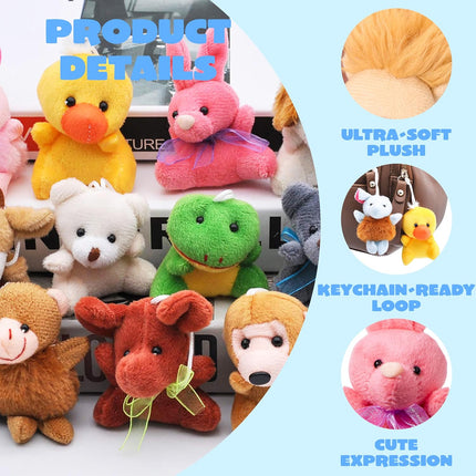 24-Pack Mini Animal Plush Toys – 3" Stuffed Animals for Kids & Gifts