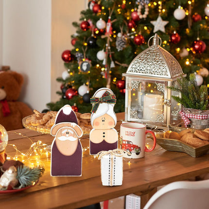 3PCS Wooden Santa Table Signs – Rustic Christmas Standing Centerpieces Decor