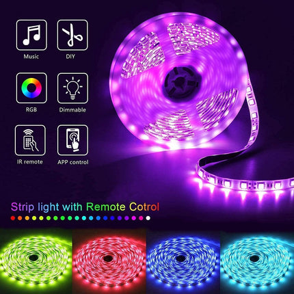 50ft RGB LED Strip Lights – Bluetooth Smart App & Remote Control