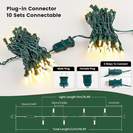 Warm White Christmas String Lights – 16.4FT 50LED Indoor & Outdoor Lights