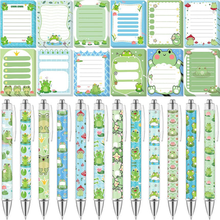24 Pcs Frog Sticky Notes – Christmas Gifts, Memo Pads, Pens for Frog Lovers