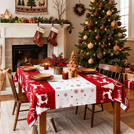 2-Pack Winter Christmas Tablecloths – Reindeer & Snowflake Disposable Decor
