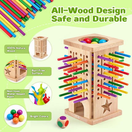 Wooden Board Game – 42 Colorful Math Sticks Learning Toy for Ages 3–6