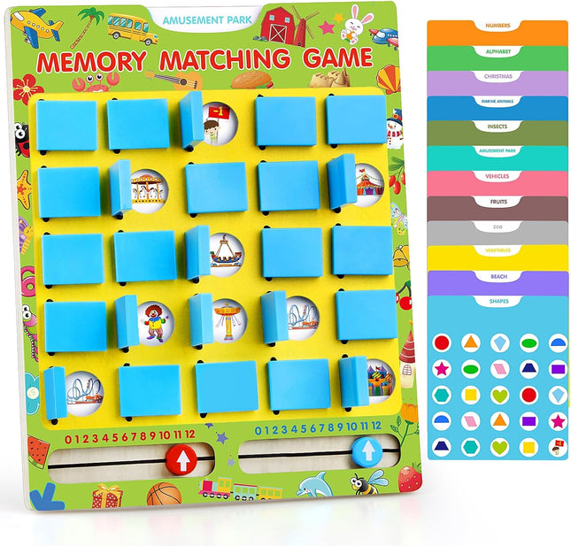 Matching Memory Game for Kids Ages 4-8 Travel Board Game Flip to Win