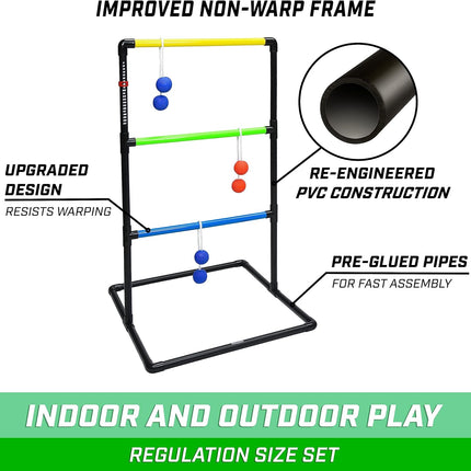 Ladder Toss Game Set with 6 Soft Bolo Balls & Carrying Case for Outdoors