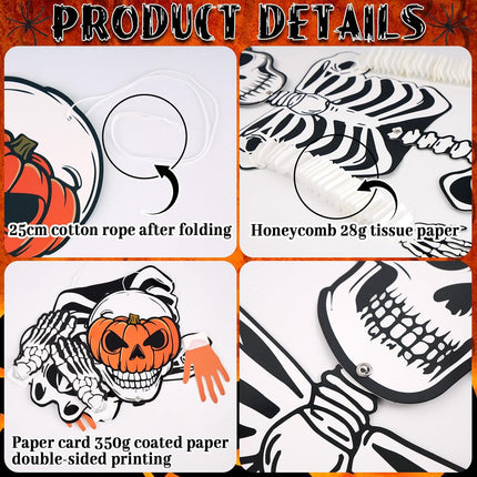 4-Piece Hanging Halloween Skeleton Ghosts, Scary Indoor Outdoor Haunted House Decor