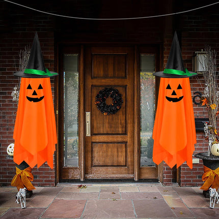 2-Pack Halloween Hanging Pumpkin & Ghost Decor, Cute Outdoor Garden Decorations