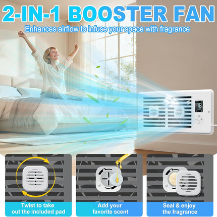Smart Register Booster Fan 4"x10" with 10 Speeds, Remote & Thermostat