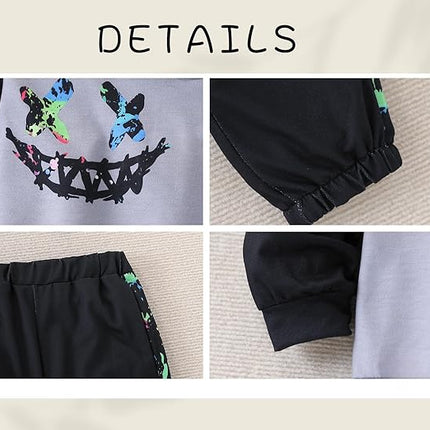 Toddler Boys Paint Splatter Hoodie & Jogger Set – Soft Cotton Comfort