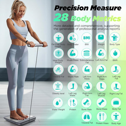 Smart Body Scale with 8 Electrodes, BMI, Large Display, Silver Finish