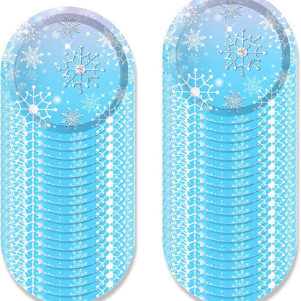 88pcs Snowflake Party Set – Blue Plates, Cups, Napkins for Winter & Christmas