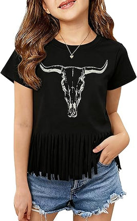 Girls Cowgirl T Shirt Western Rodeo Country Short Sleeve Kids Top Size 13-14 Years