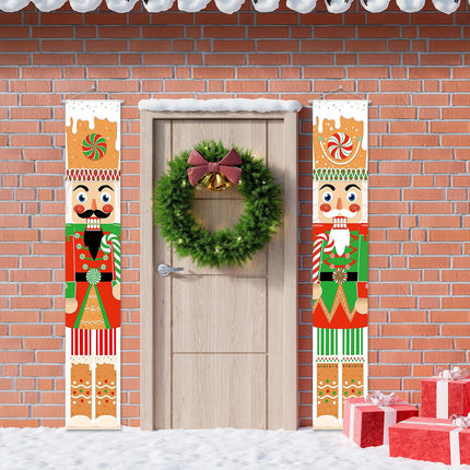 2pcs Christmas Soldier Porch Banners – Lollipop Front Door Holiday Decorations