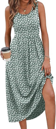 Women’s Summer Dress Loose Fit Casual Midi Sundress with Pockets