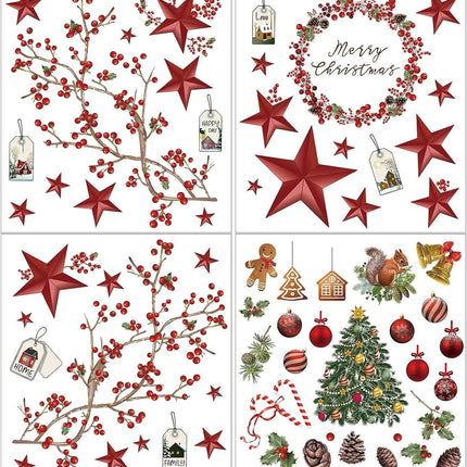 4PCS Christmas Window & Wall Stickers – Removable Xmas Decorations