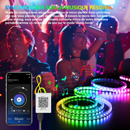100FT LED Strip Lights, Music Sync Color Changing Lights with Remote & App Control