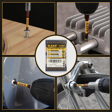 21 Piece Long Hex Screwdriver Bit Set SAE Metric for DIY Auto Repairs