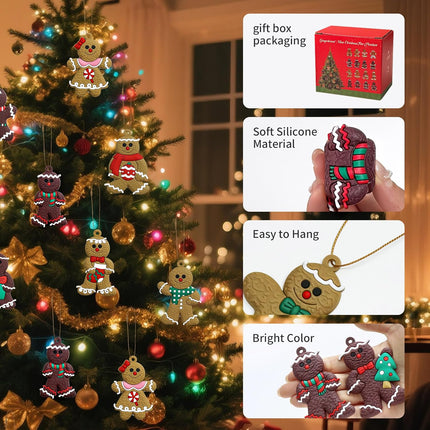 16-Piece Gingerbread Man Ornaments for Christmas Tree, Gift Box Included