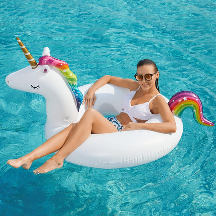 2 Pack Inflatable Unicorn Flamingo Pool Floats Swim Rings for Beach Lake Swimming Adults and Kids
