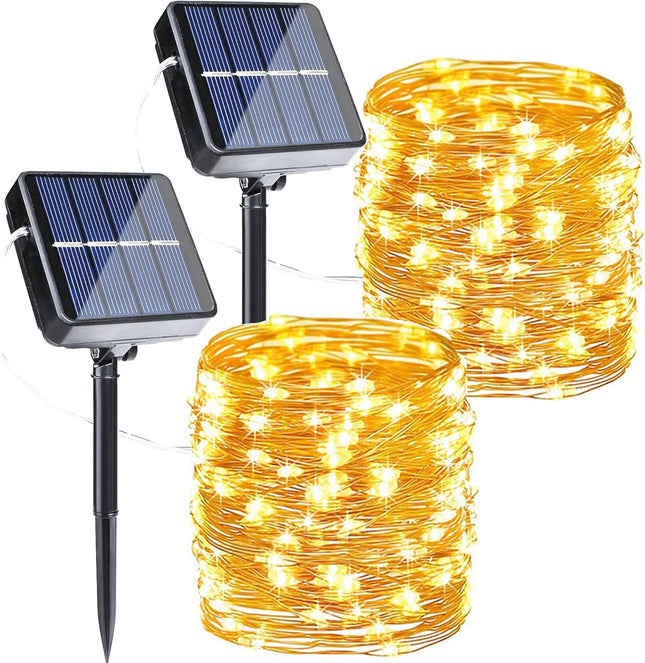 2-Pack 80FT Solar Fairy Lights – 240LED, 8 Lighting Modes for Outdoor Decorations